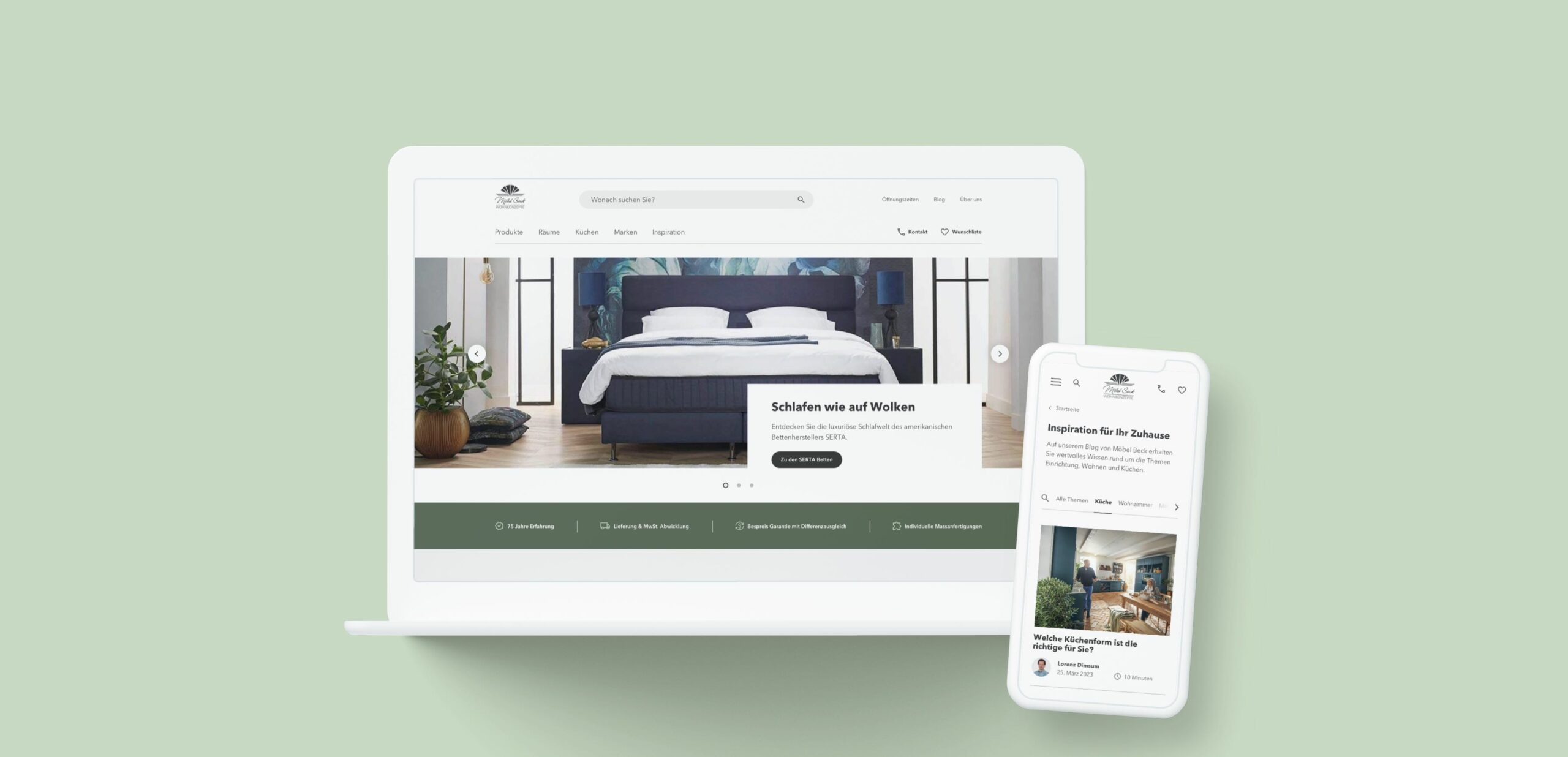 Möbel Beck: Gelungenes Interior Design für die Website Möbel Beck