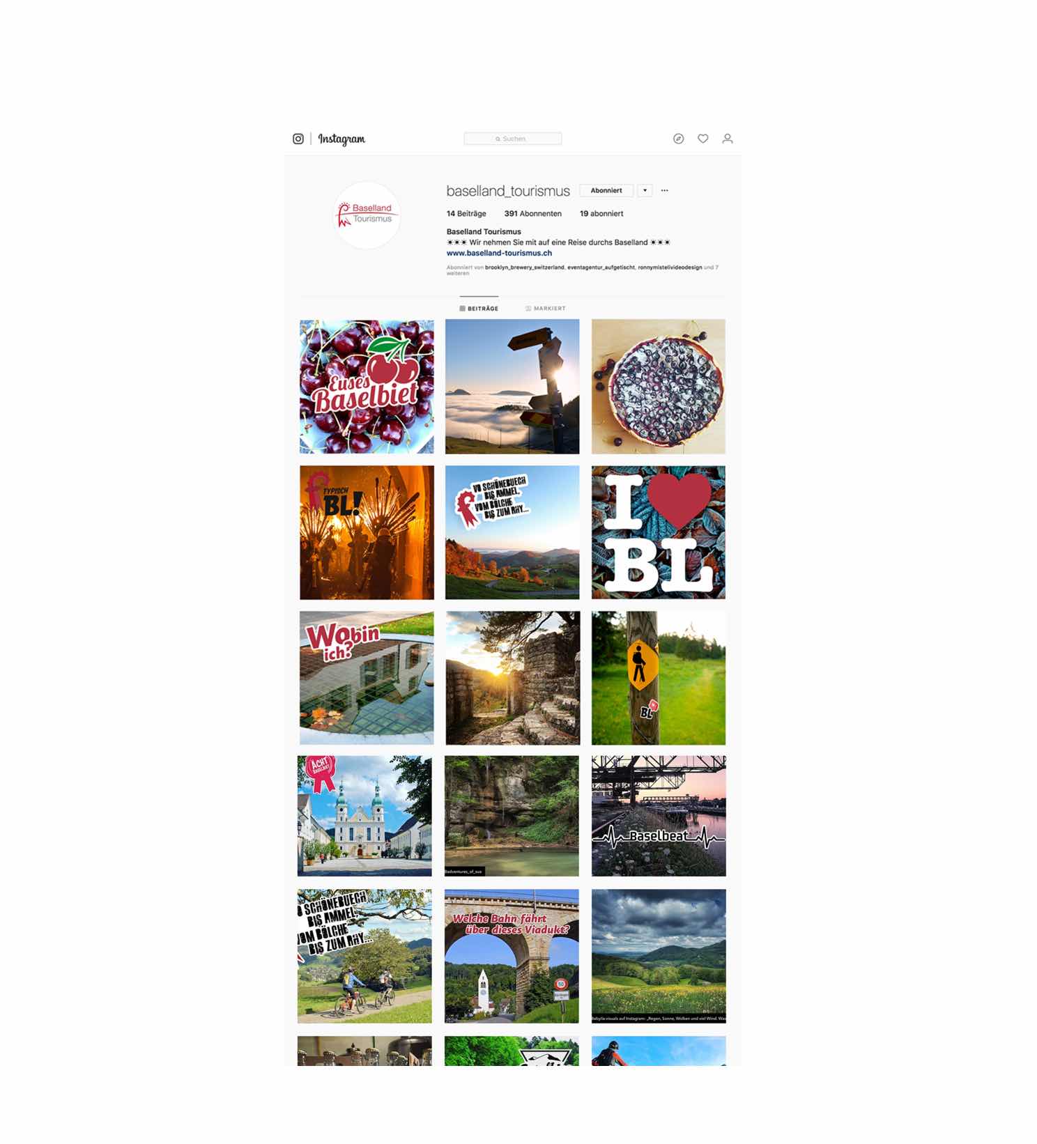 Baselland Tourismus – Social-Media-Redaktionsplan