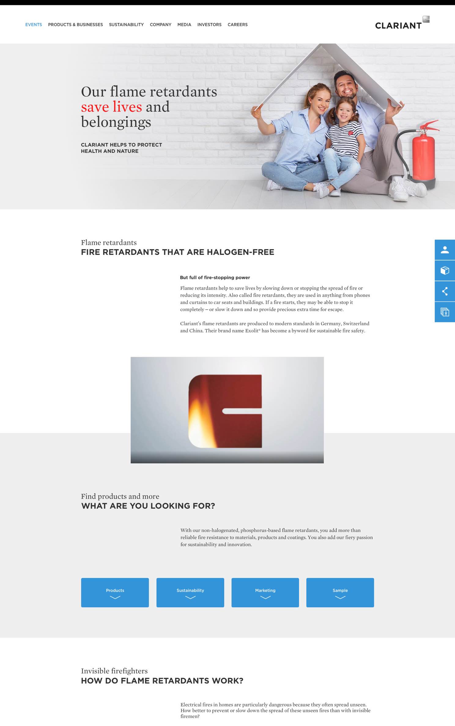 Clariant AG – Business Unit Flame Retardants – Wireframes und Screendesign
